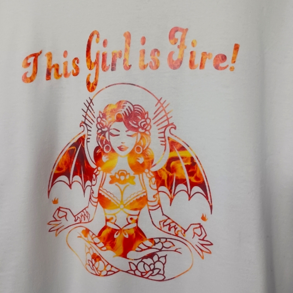 THIS GIRL IS FIRE White Graphic Tee Handmade